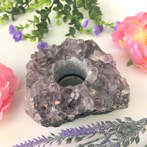 Stone and crystal candle holders add ambiance to your home. 